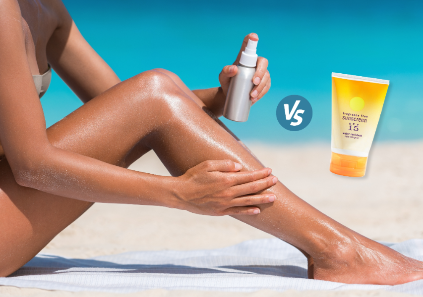 Woman Applying Body Oil While Sitting on the Beach